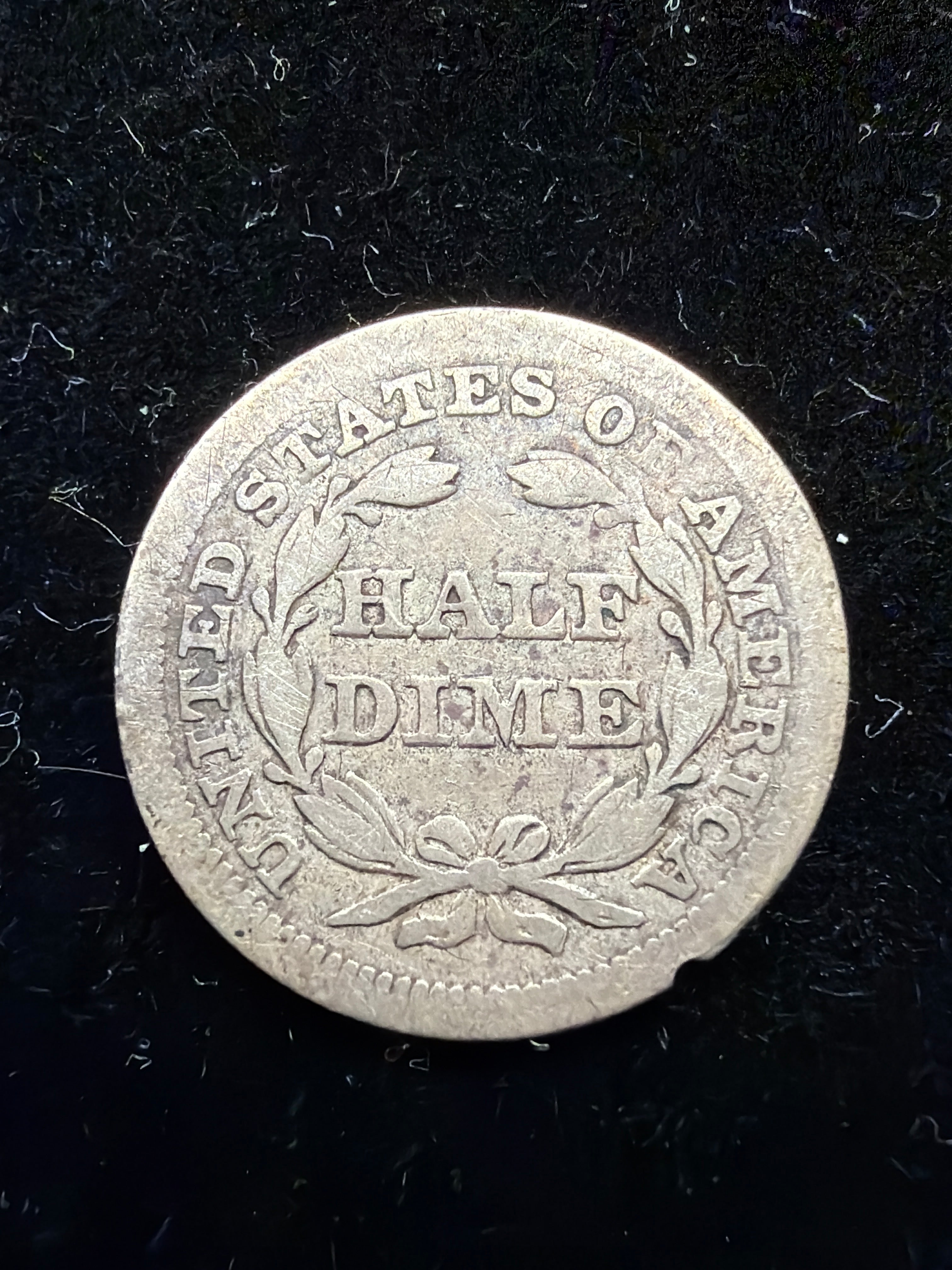 1857 Half Dime - Seated Liberty US Silver Coin h10c