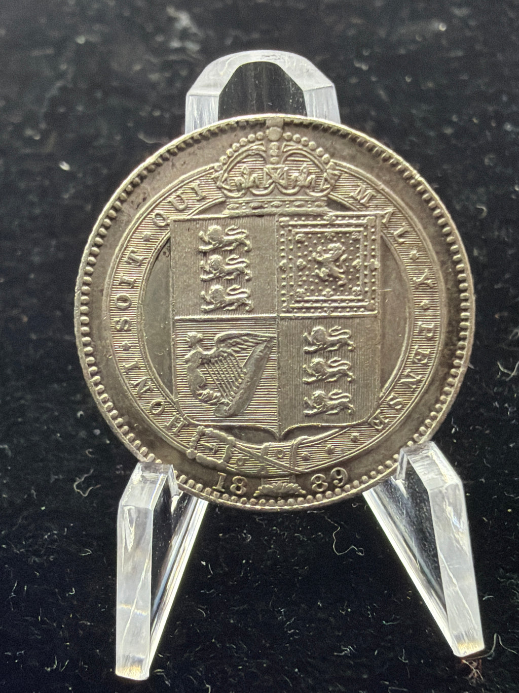 UNC 1889 UK Shilling - Victoria Sterling Silver Coin - dipped