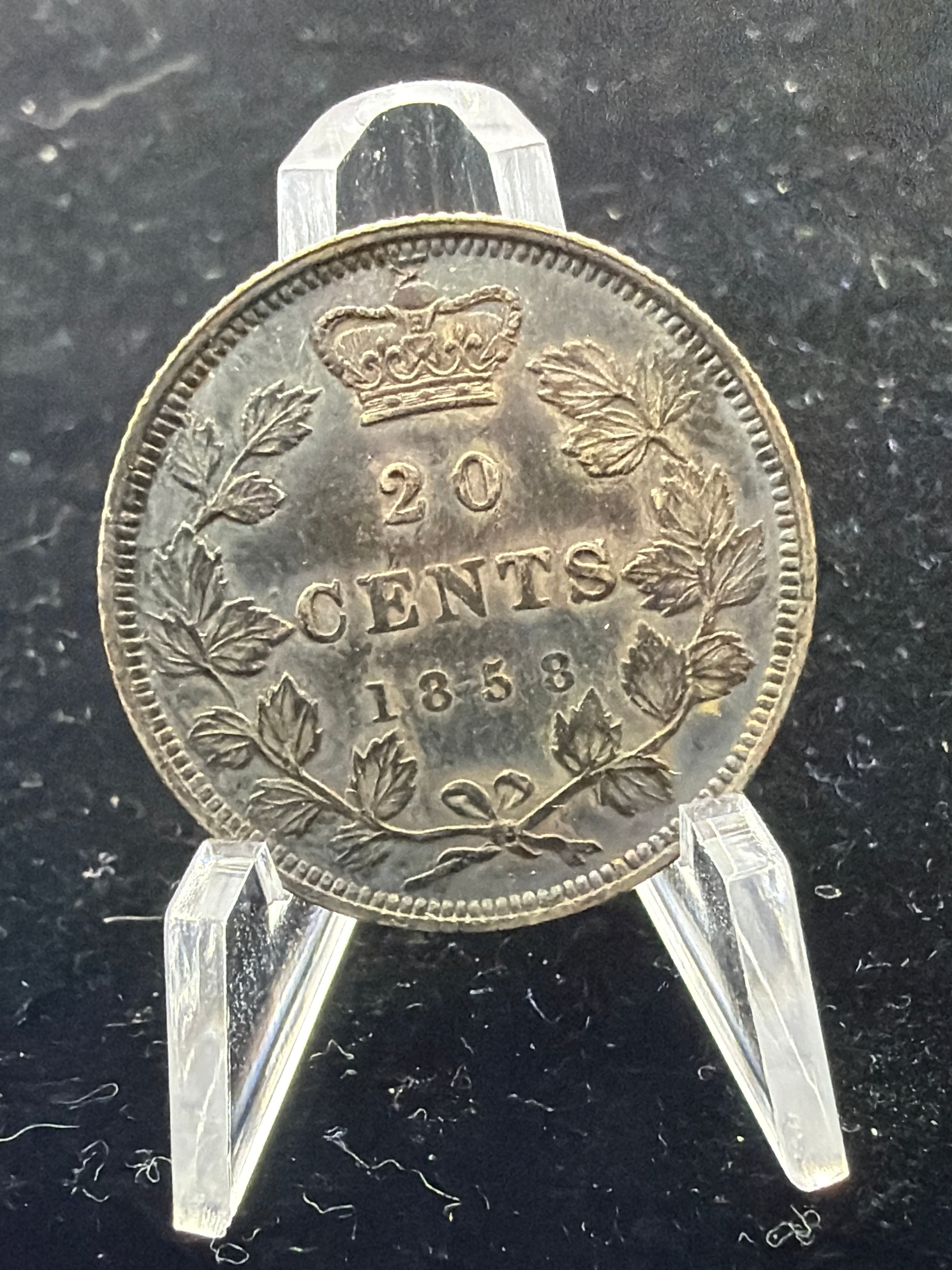 XF/AU Canada 1858 20 cents - rare silver coin Queen Victoria
