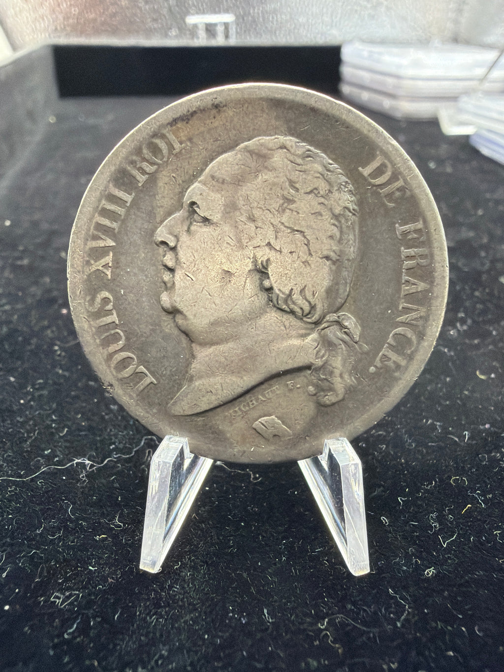 1821 W France 5 Francs - Louis XVIII 90% silver coin
