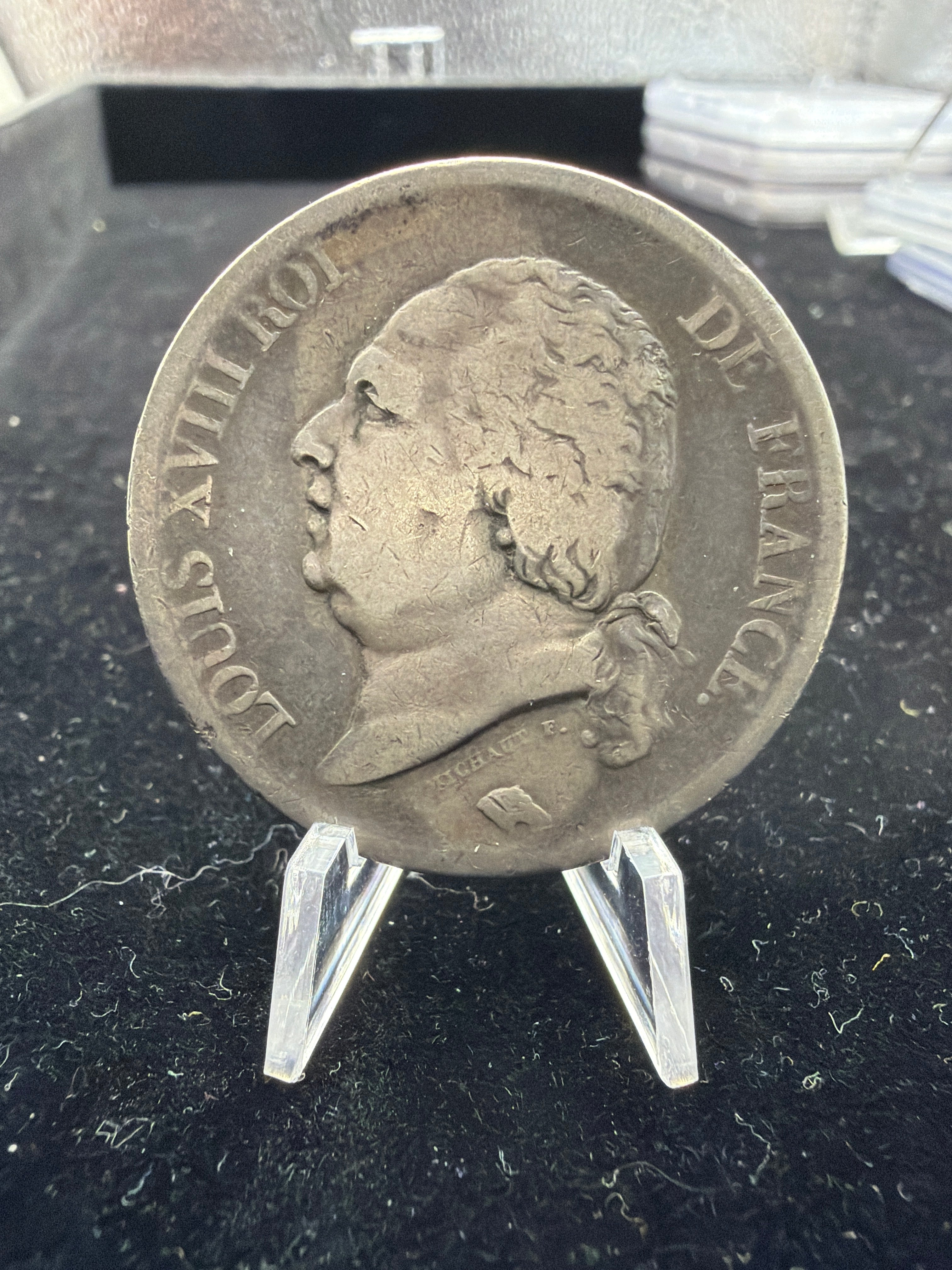1821 W France 5 Francs - Louis XVIII 90% silver coin