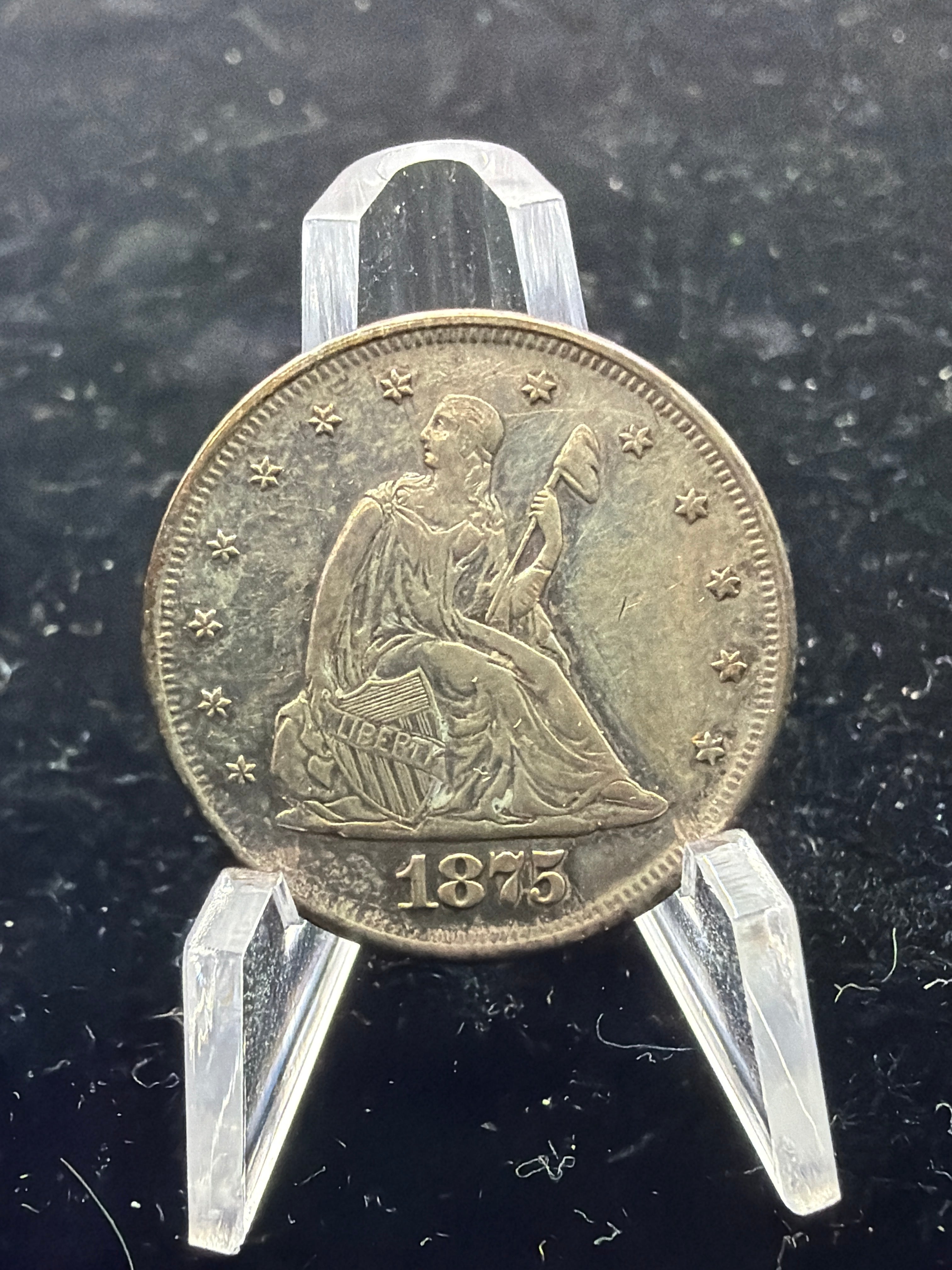 1875 20 cent - AU Rare Date US Silver Coin