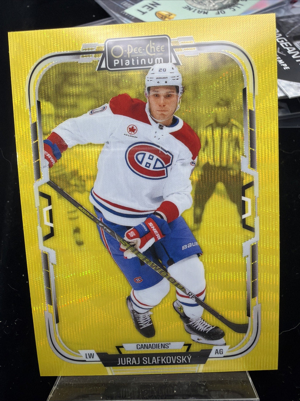 2025 OPC Platinum Juraj Slafkovsky #186 Neon Yellow Surge0