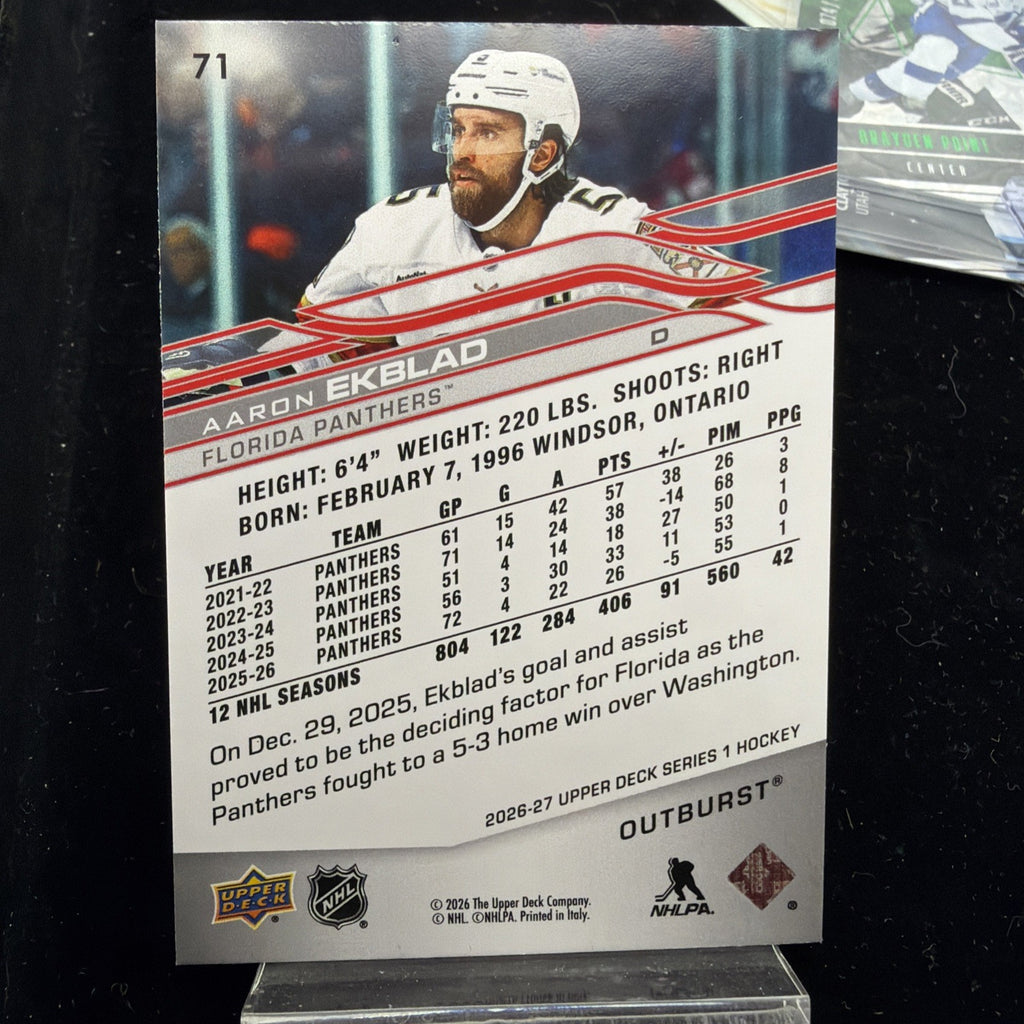 Upper Deck 2026-27 Series 1 Outburst #71 Aaron Ekblad Florida Panthers1