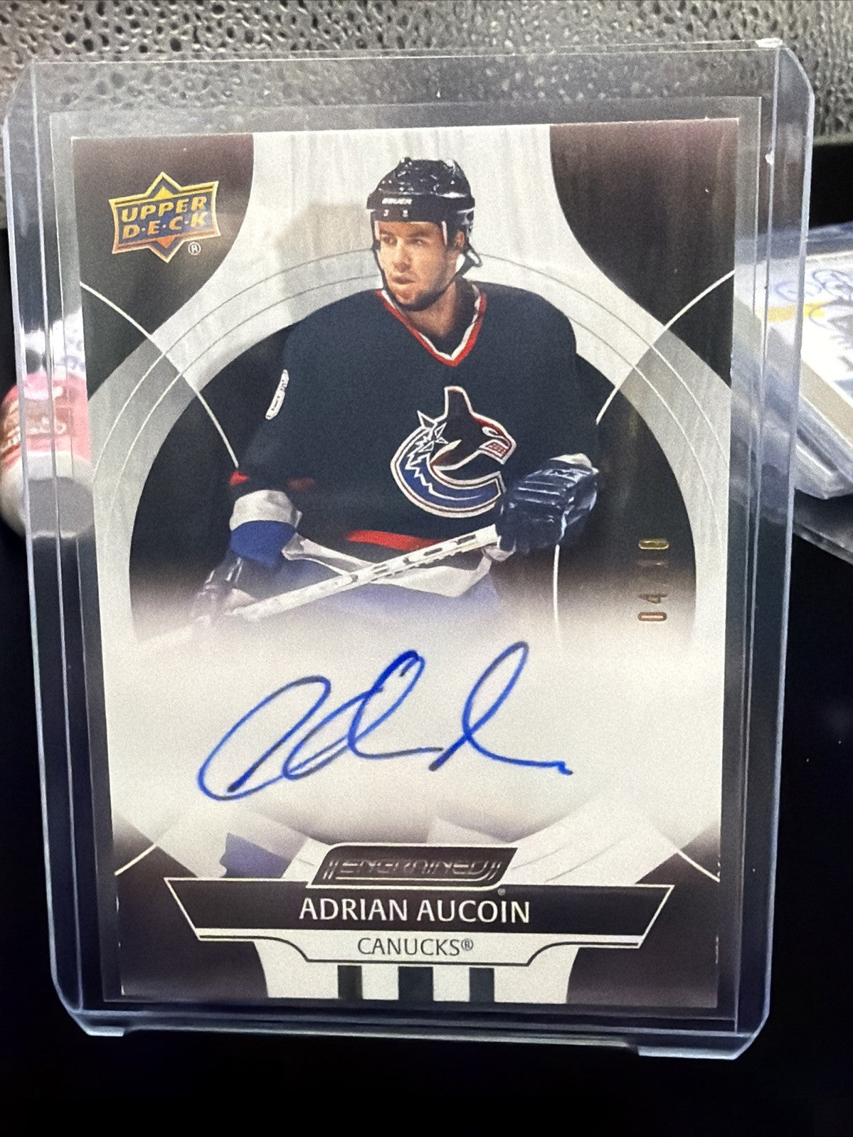 Adrian Aucoin - 2024-25 Upper Deck Engrained Icons mahogany auto /10 #CA-AA0