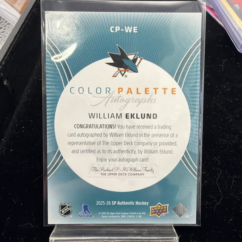 2025-26 SP Authentic Color Palette Autographs William Eklund #CP-WE San Jose1