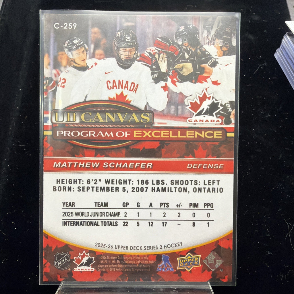 2025 UPPER DECK SERIES 2 MATTHEW SCHAEFER UD CANVAS PROGRAM OF EXCELLENCE RC1