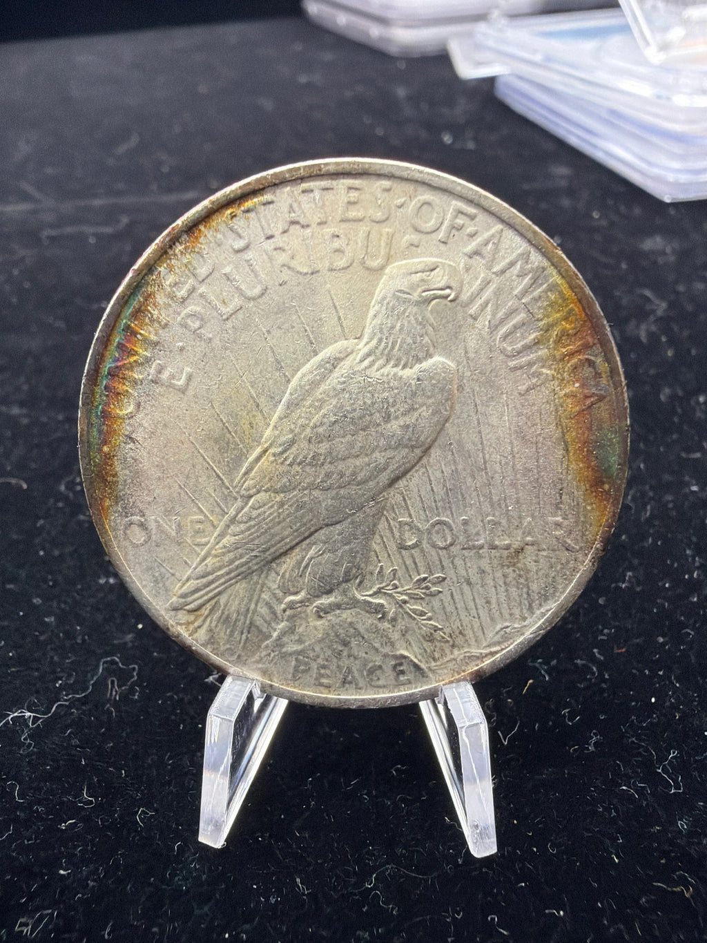 UNC Toned 1923 Peace Dollar - US Silver rainbow toned coin1