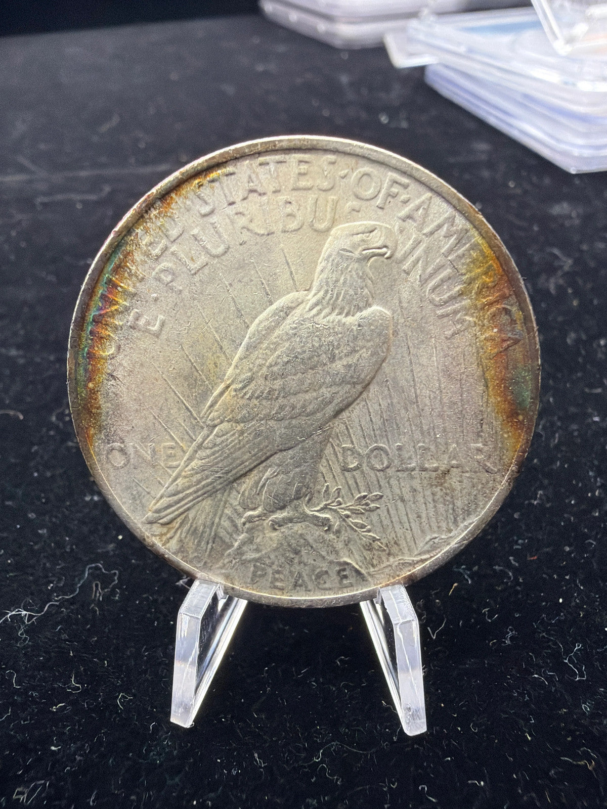UNC Toned 1923 Peace Dollar - US Silver rainbow toned coin1