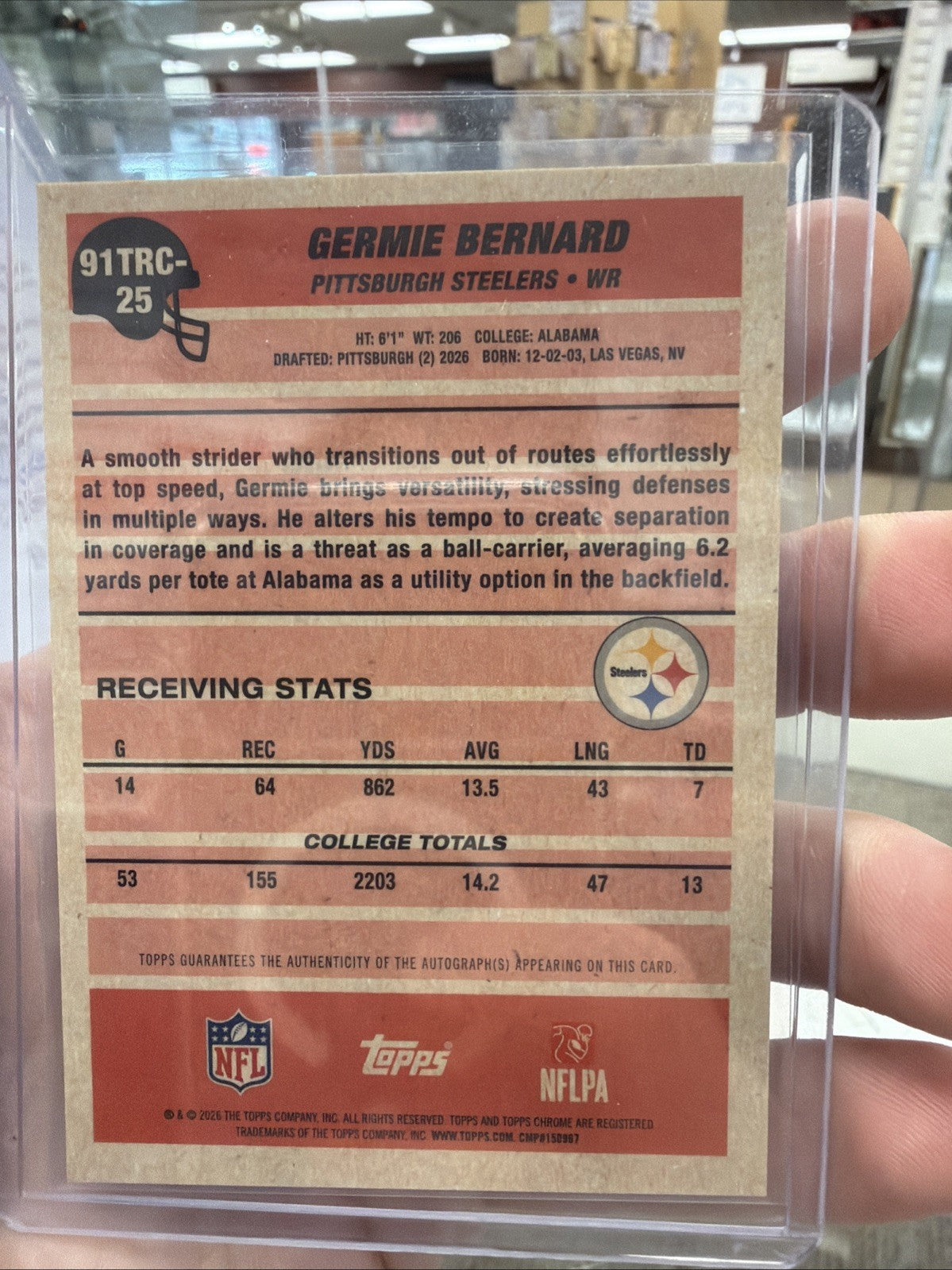2026 Topps Germie Bernard RC Auto '91 Chrome Silver Pack Mojo Refractor 91TRC-251