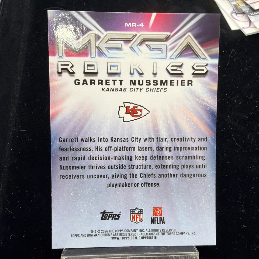 Topps 2026 Bowman Chrome Mojo Mega Rookies Garrett Nussmeier RC #MR-4 KC Chiefs1