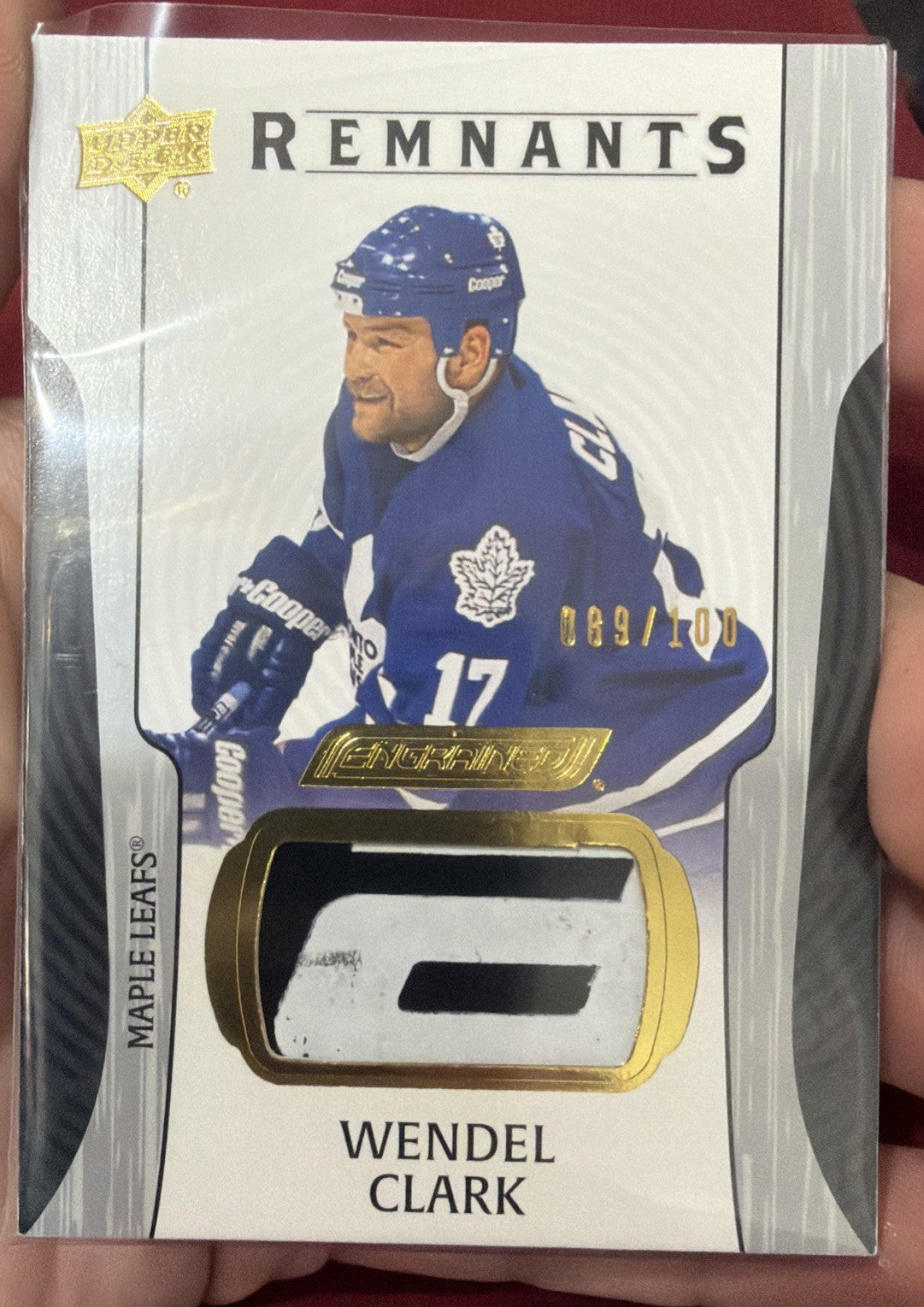 Wendel Clark 2024-25 UD Engrained Icons Remnants Stick /100 #R-WC Toronto Maple0