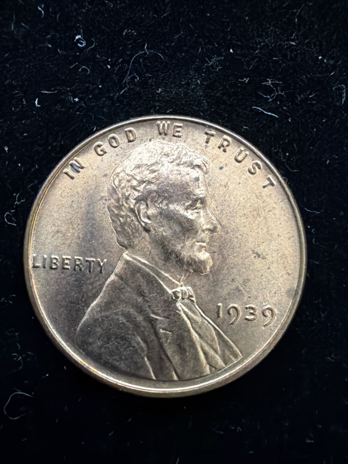 RED UNC 1939 Wheat Cent, US Copper Coin0