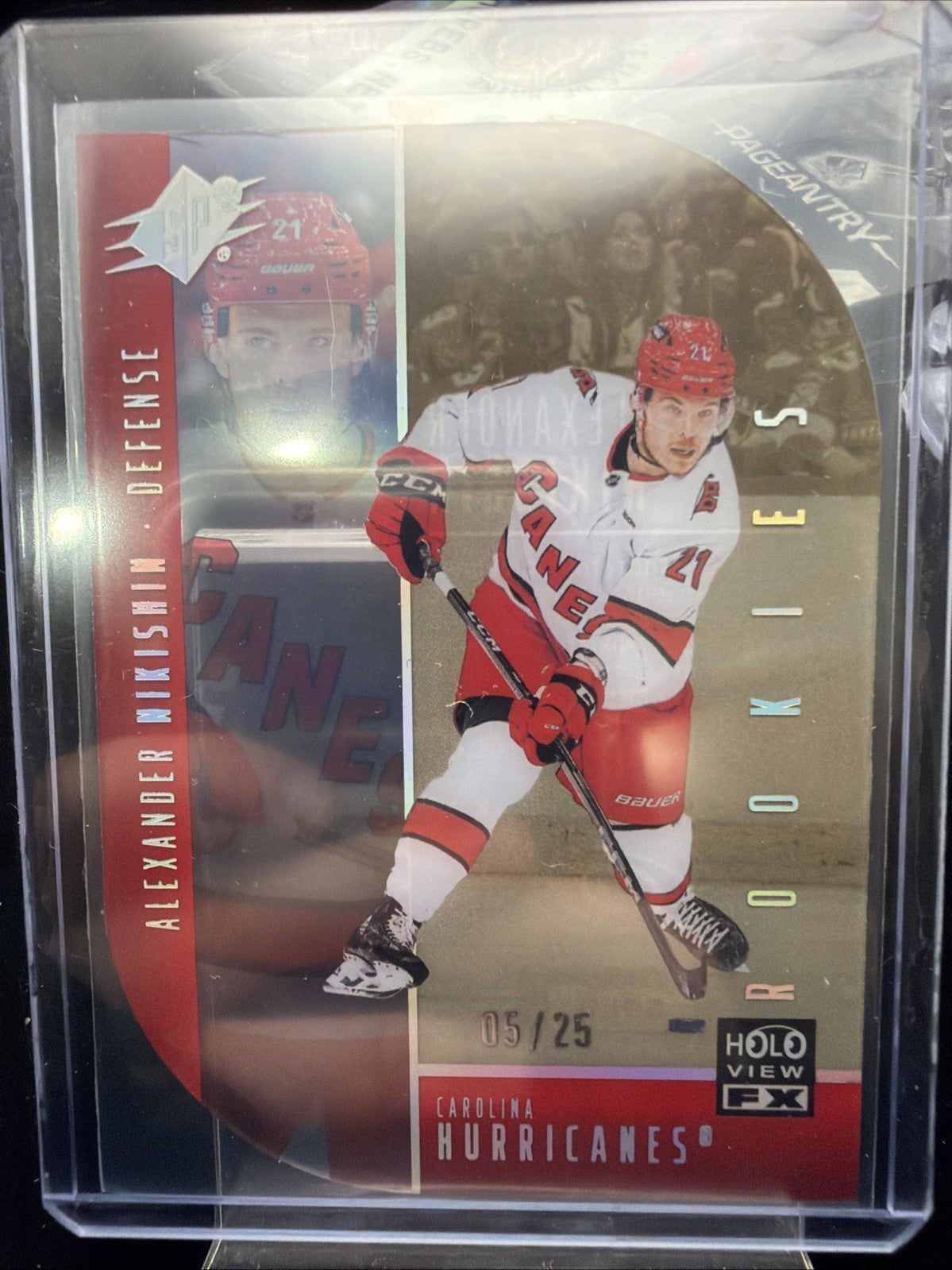 2025-26 UD SPx Alexander Nikishin HoloView FX Rookie Gold 5/25 Hurricanes0