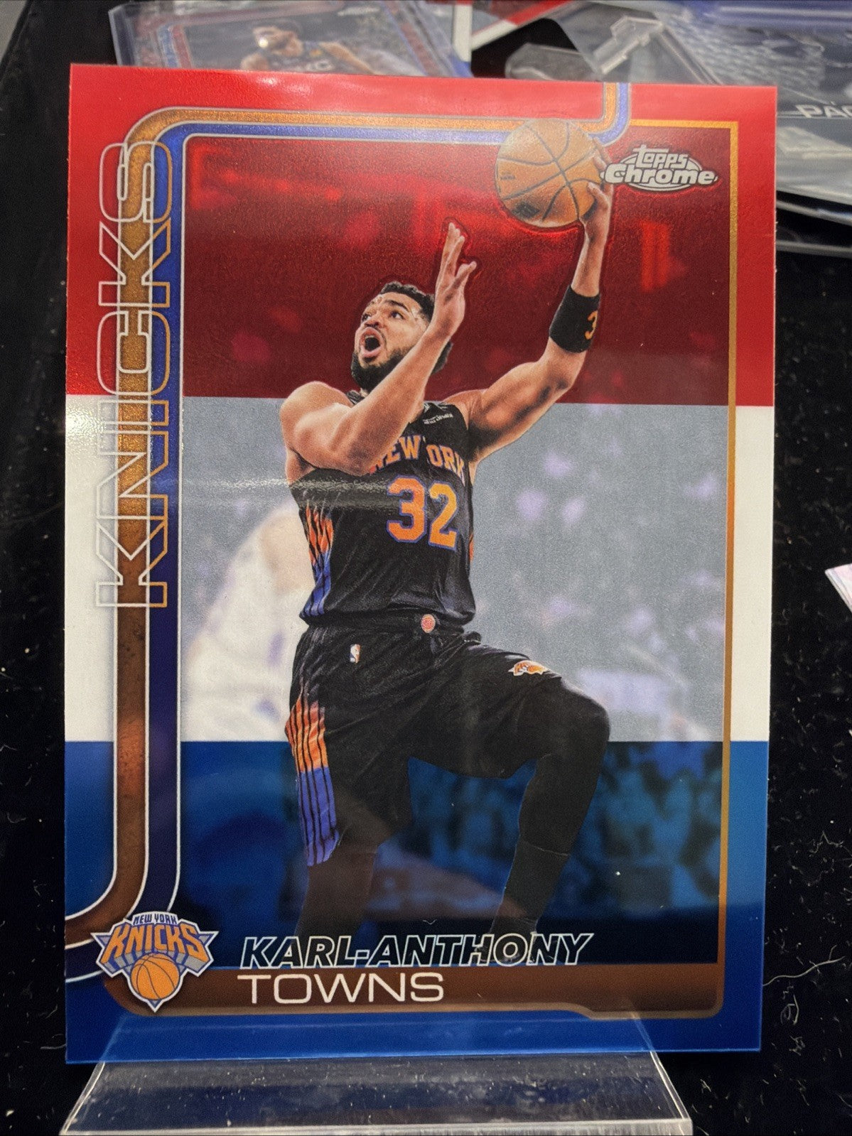 2025-26 Topps Chrome Update - Karl-Anthony Towns Red White & Blue Refractor #210