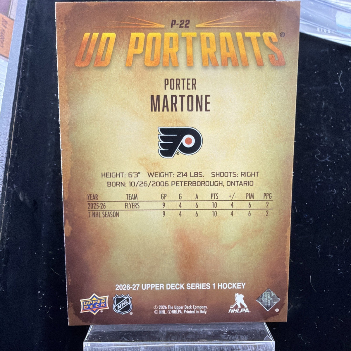 Upper Deck 2026-27 Series 1 UD Portraits Porter Martone Flyers #P-221