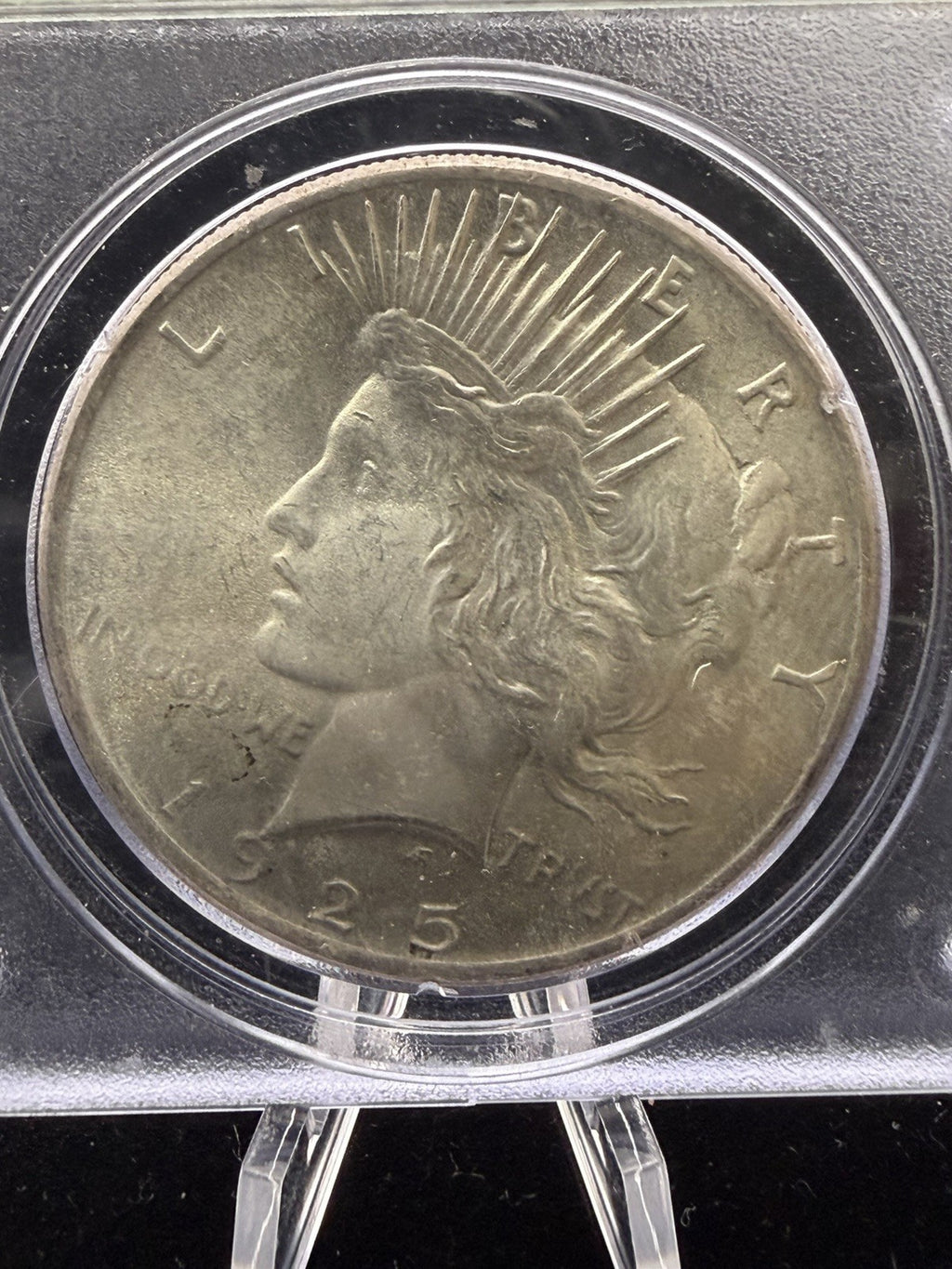 1925 Peace Dollar PCGS MS65 In RARE Rattler Holder - US silver $1 Coin1