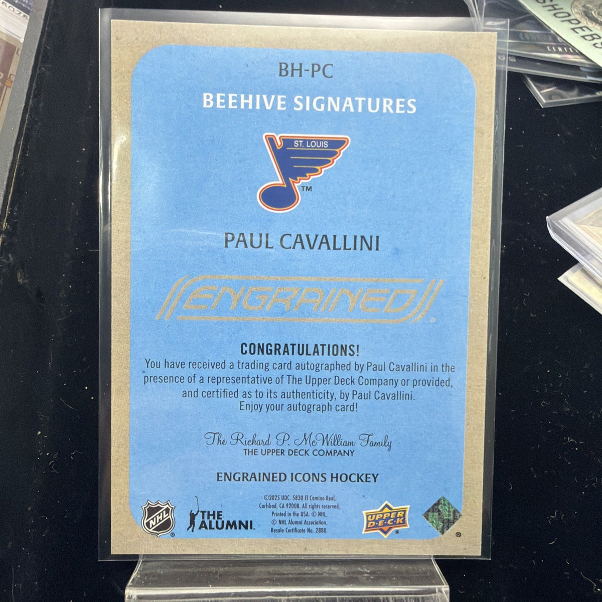  Upper Deck 2024-25 Engrained Icons Beehive Auto Paul Cavallini #BH-PC Blues1
