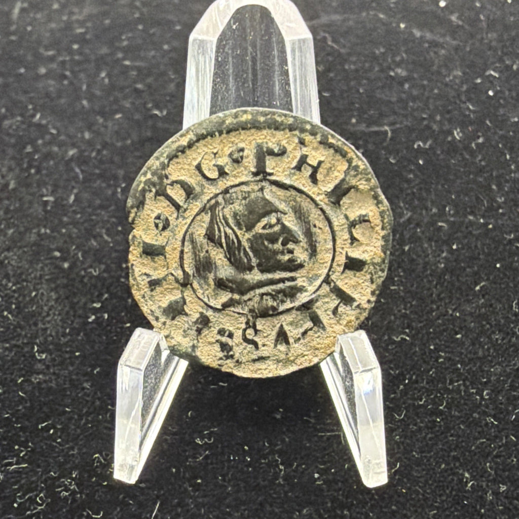1661 Coin Spanish Empire 8 Maravedis King Philip IV 360 Years Old Scarce0