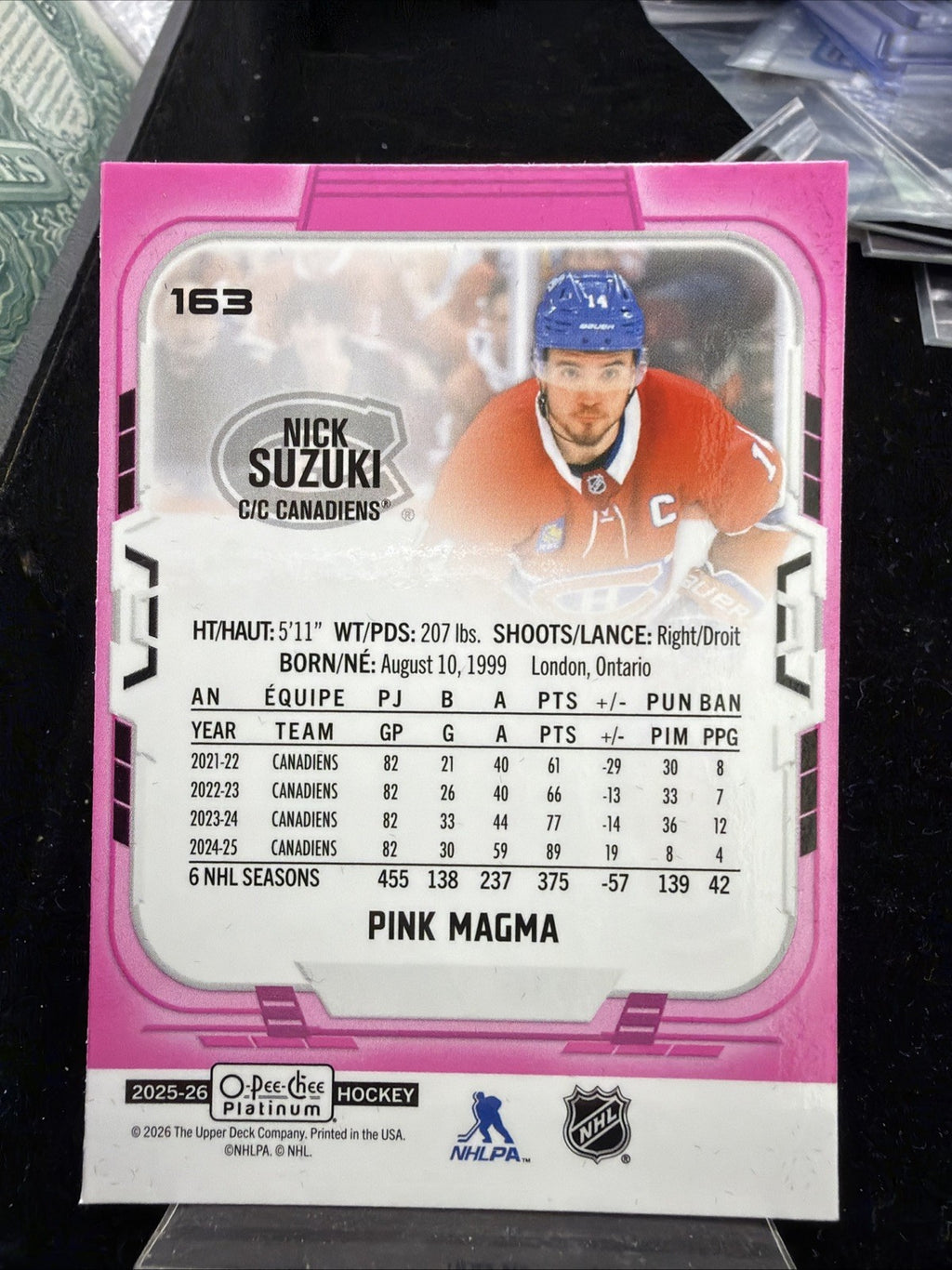 2025-26 O-Pee-Chee Platinum Pink Magma #163 Nick Suzuki1