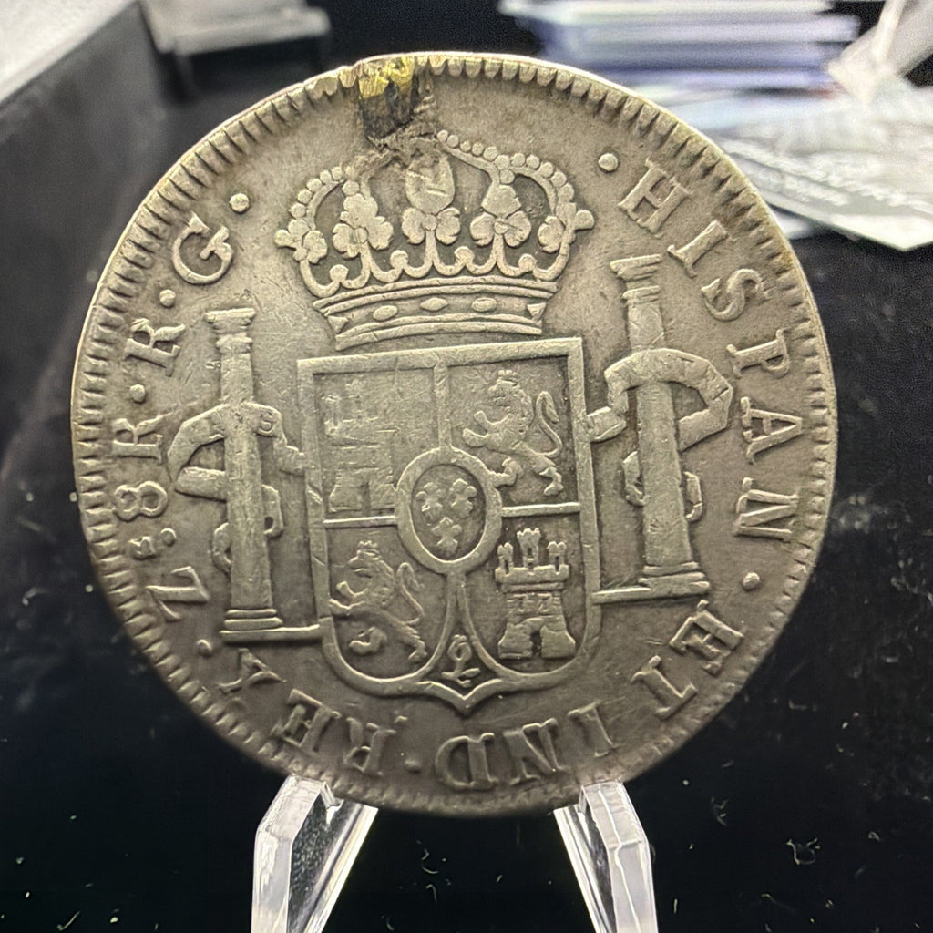 Mexico Zacatecas Silver 8 Reales 1821 ZsRG Plugged 1