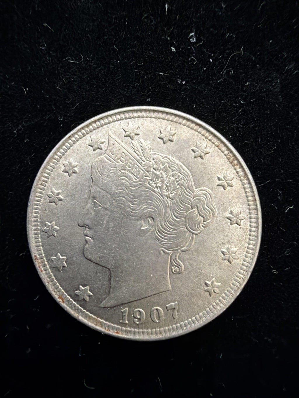 AU/UNC 1907 Nickel Liberty Head 5c US type coin0