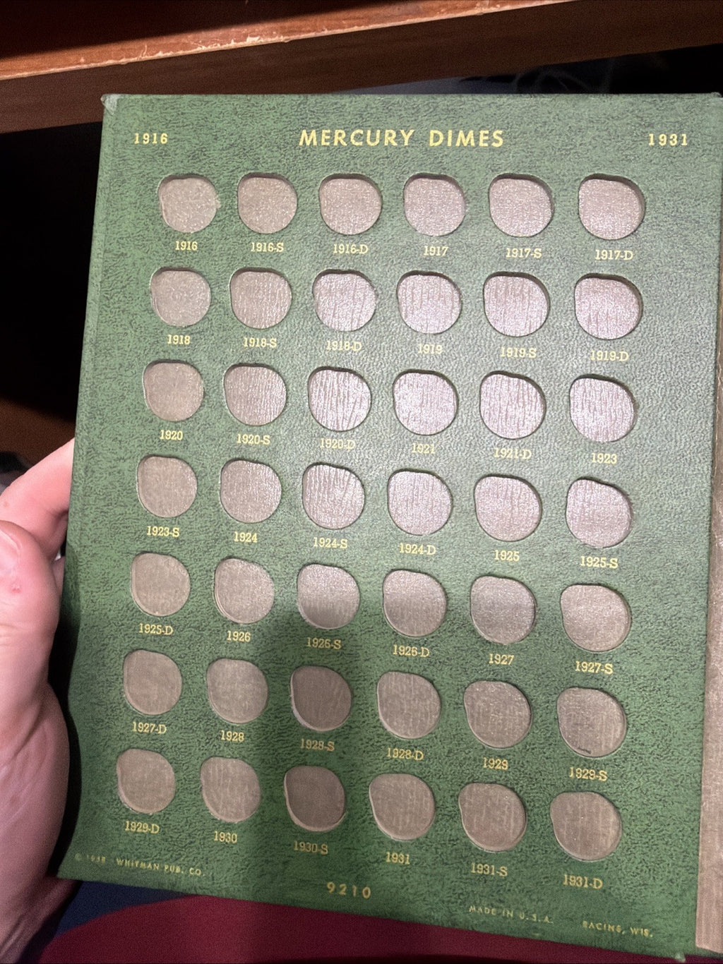 Whitman-Mercury/Roosevelt Dimes Archival Classic Album #9210 Green 010726 62tk0