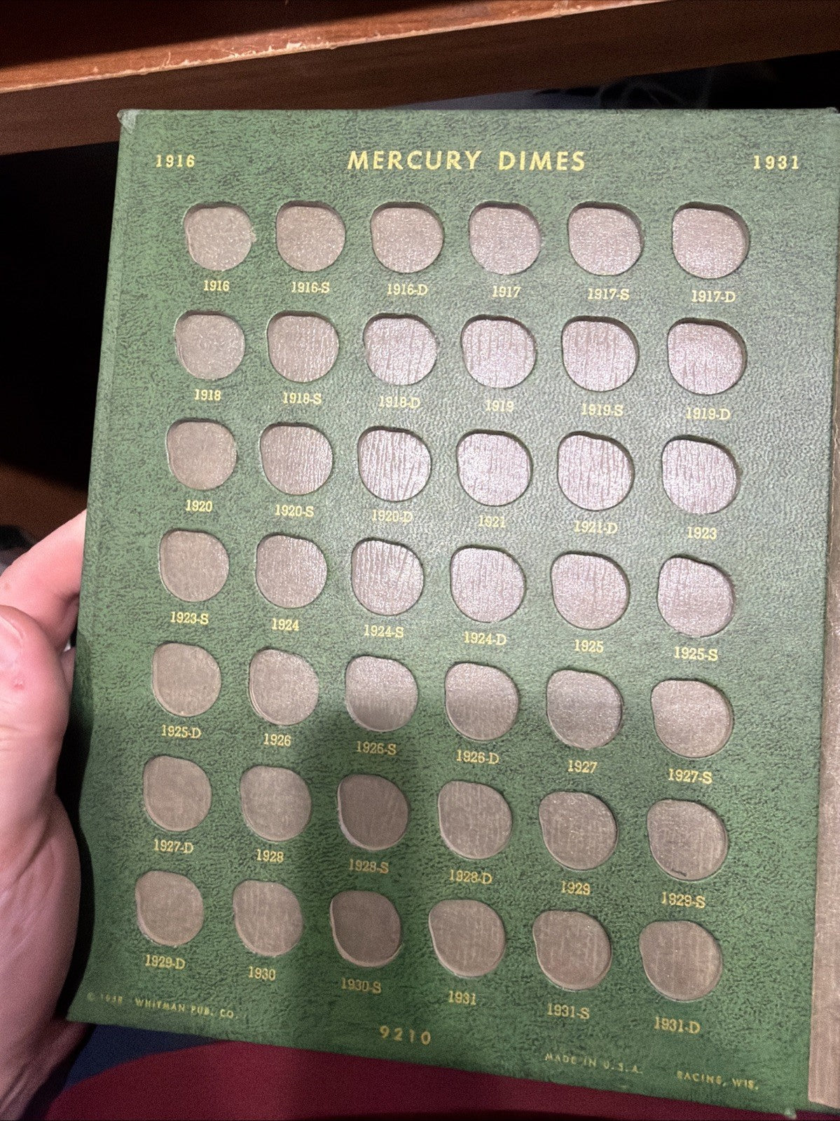 Whitman-Mercury/Roosevelt Dimes Archival Classic Album #9210 Green 010726 62tk0