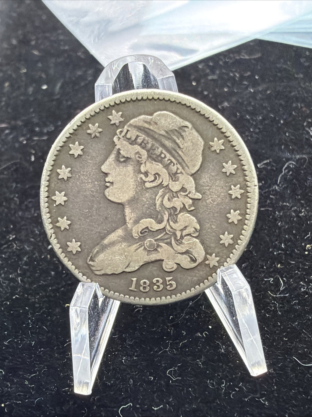 VF+ 1835 Capped Bust Quarter 25C Early U.S. Silver Coin Philadelphia0