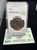1976 Eisenhower Ike Dollar NGC MS65 Type 1  Bicentennial Coin0