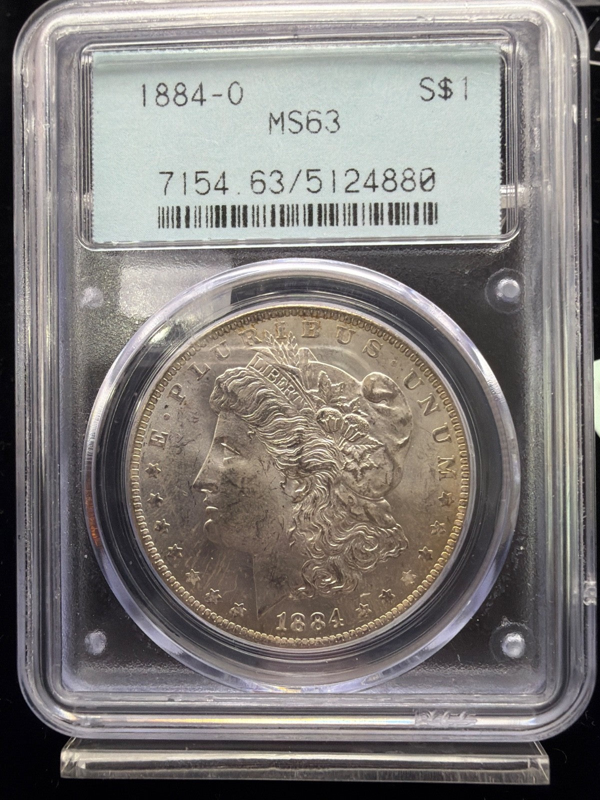 1884-O PCGS OGH 2.1 Morgan Dollar MS63 - rare holder US Silver $1 Coin0