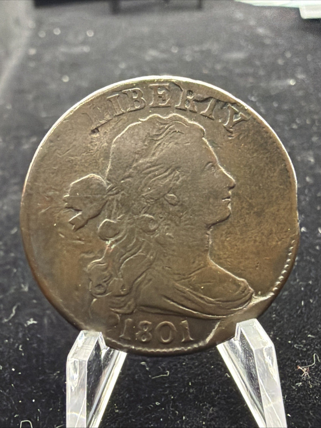 FINE 1801 CLIPPED PLANCHET Draped Bust Large Cent - Error Fraction 1/000 (S-223)0