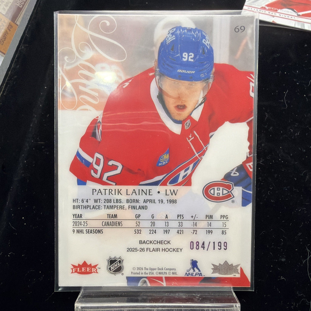 Patrik Laine Upper Deck 2025-26 Flair Hockey #69 Backcheck /199 Canadiens1