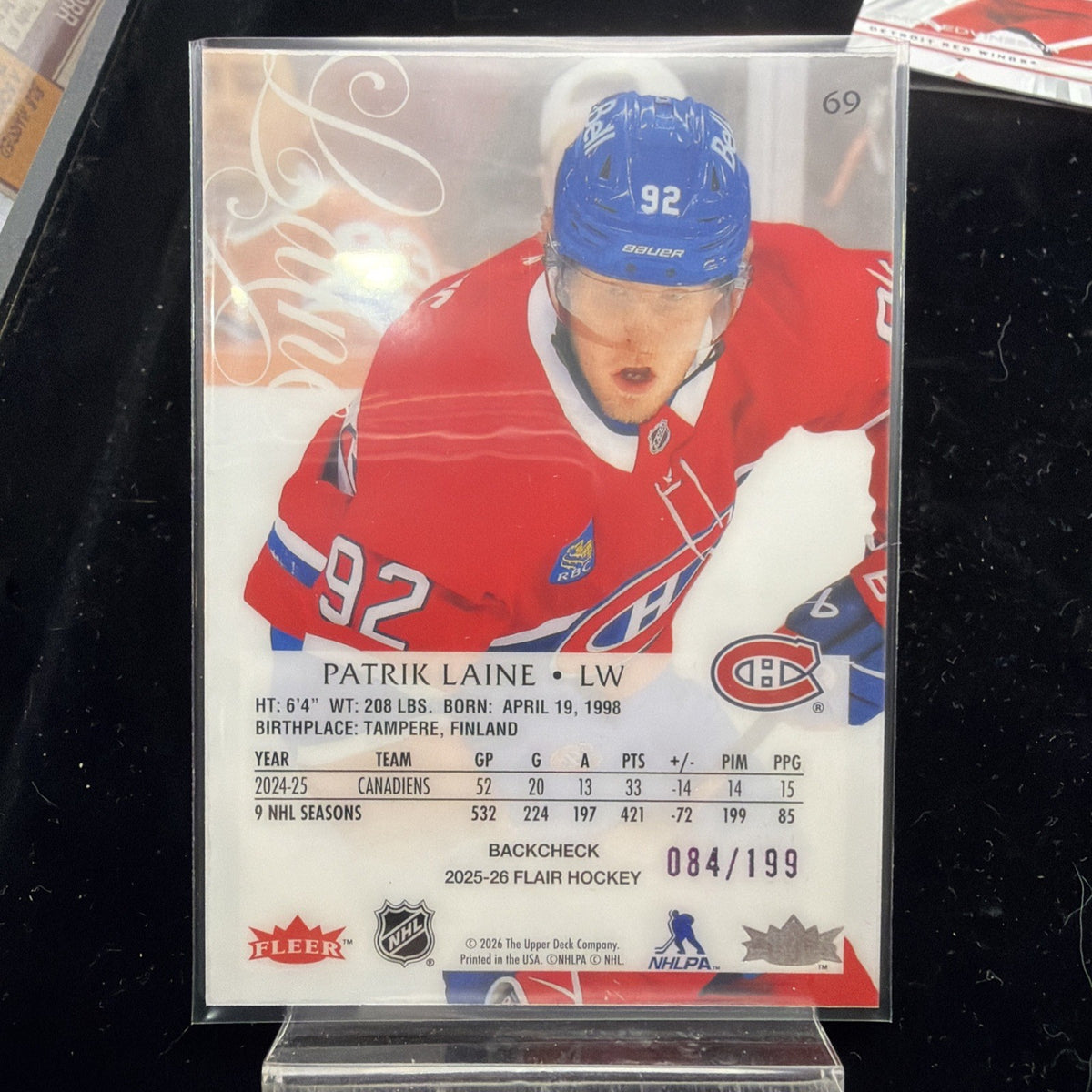 Patrik Laine Upper Deck 2025-26 Flair Hockey #69 Backcheck /199 Canadiens1