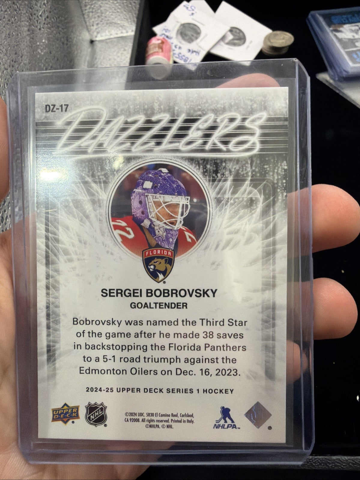 24/25 2024 UPPER DECK SERIES 1 SERGEI BOBROVSKY DZ-17 DAZZLERS BLACK FLORIDA SSP1
