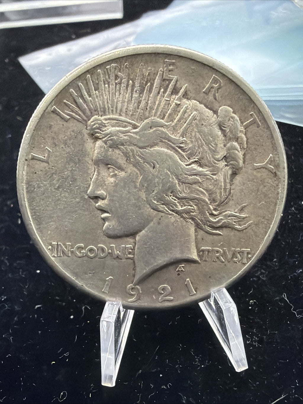 AU+ 1921 $1 Peace Dollar - High Relief silver dollar coin0