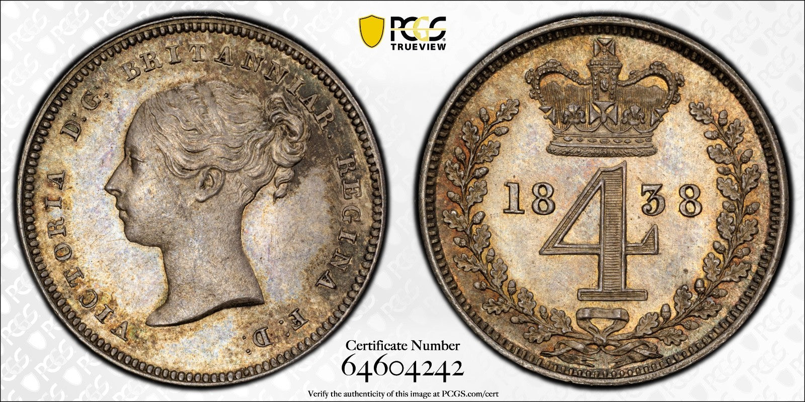 1838 ENGLAND MAUNDY COIN SET - PCGS GRADED PROOF-LIKE COINS! Sterling silver gem4