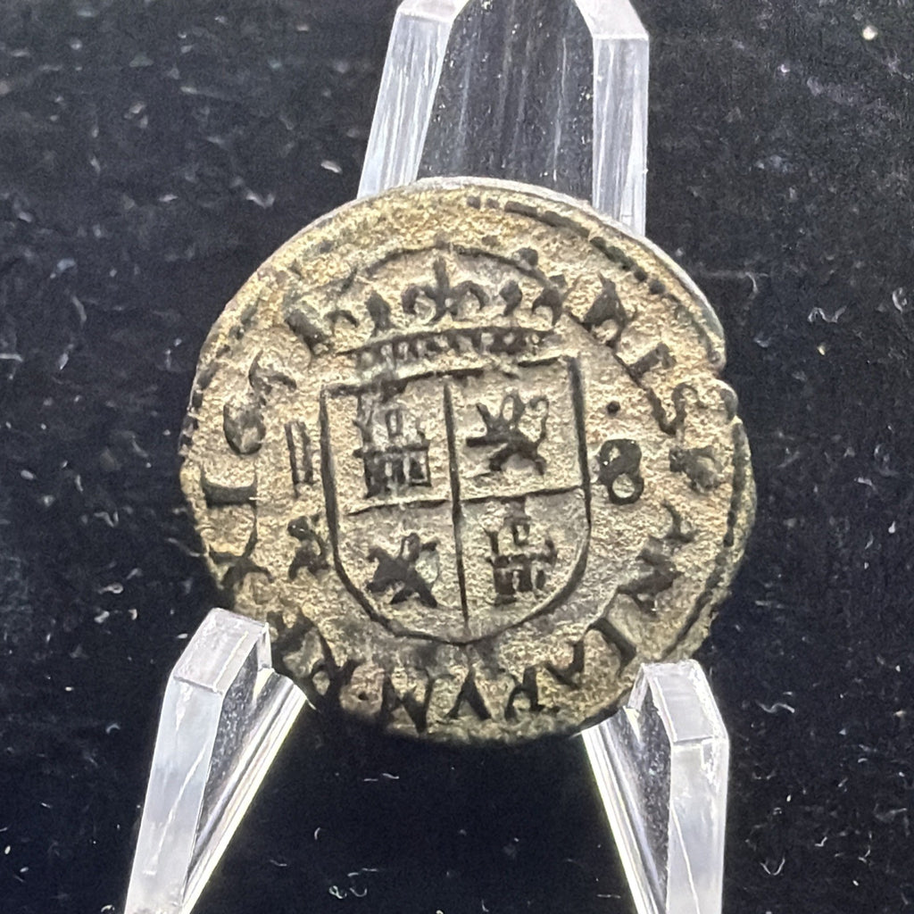 1661 Coin Spanish Empire 8 Maravedis King Philip IV 360 Years Old Scarce1