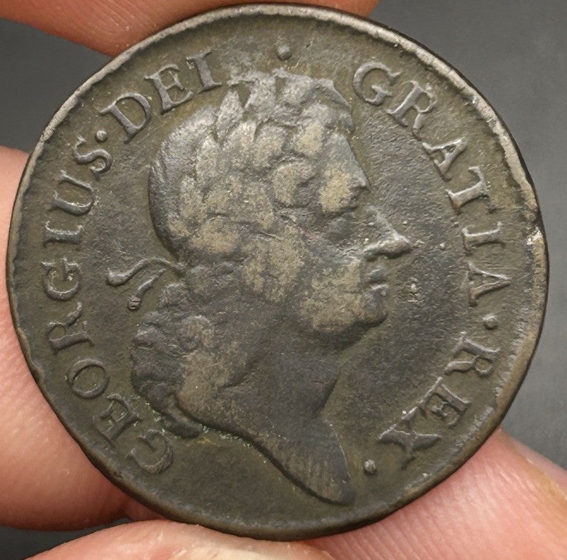 COLONIAL 1723 Wood's Hibernia Halfpenny, VF rare copper coin0