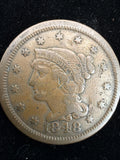 1848 US Large Cent 1c, Nice US Copper Coin0
