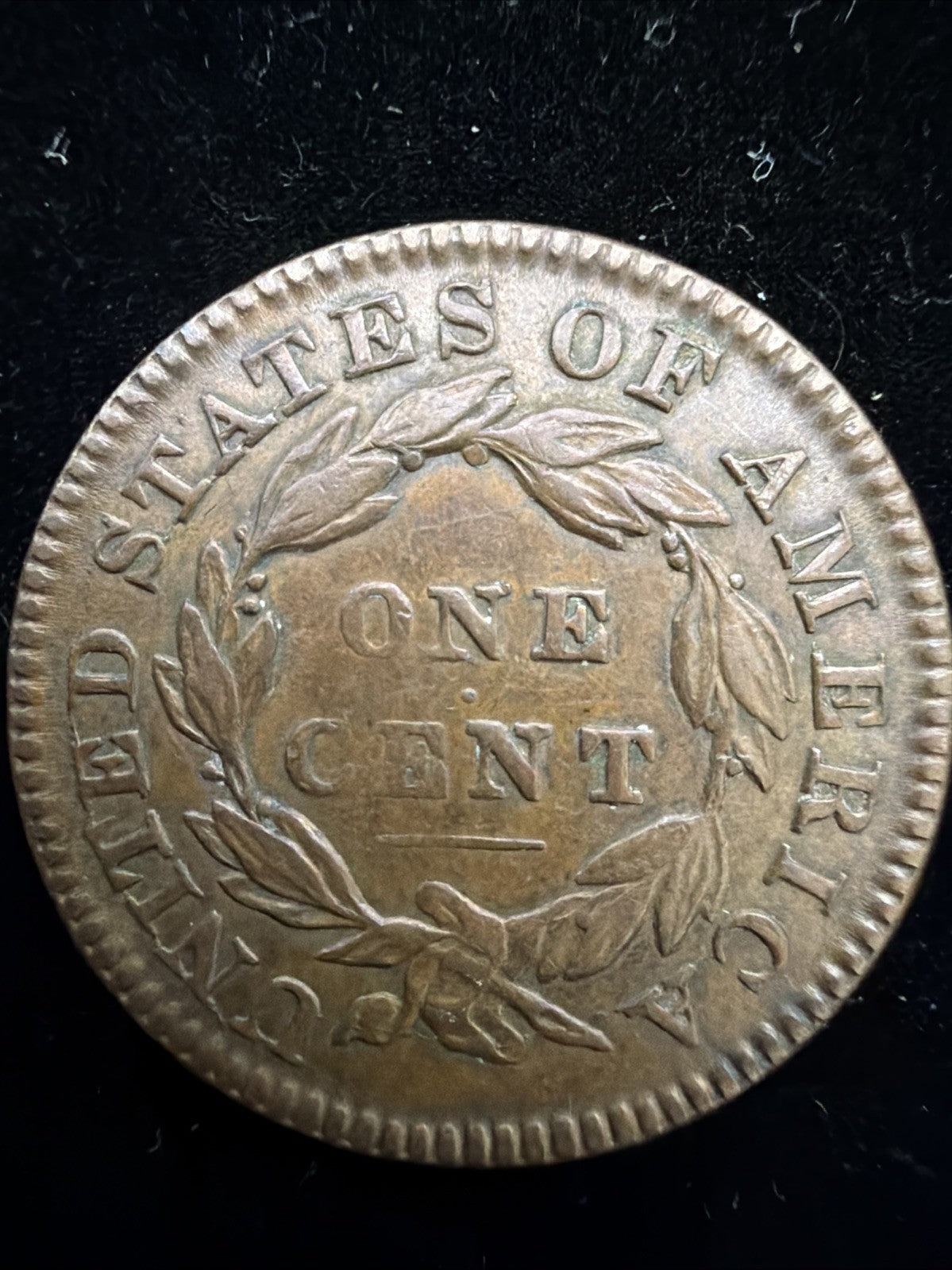 XF/AU 1833 Large Cent, US copper large cent type coin1