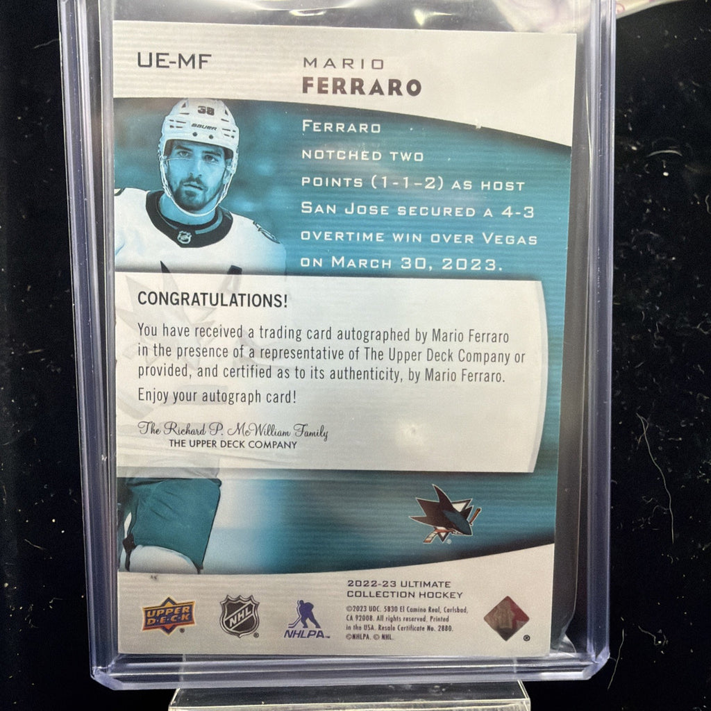 2022-23 MARIO FERRARO UD ULTIMATE COLLECTION EMBLEMS GOLD INK AUTO #UE-MF1