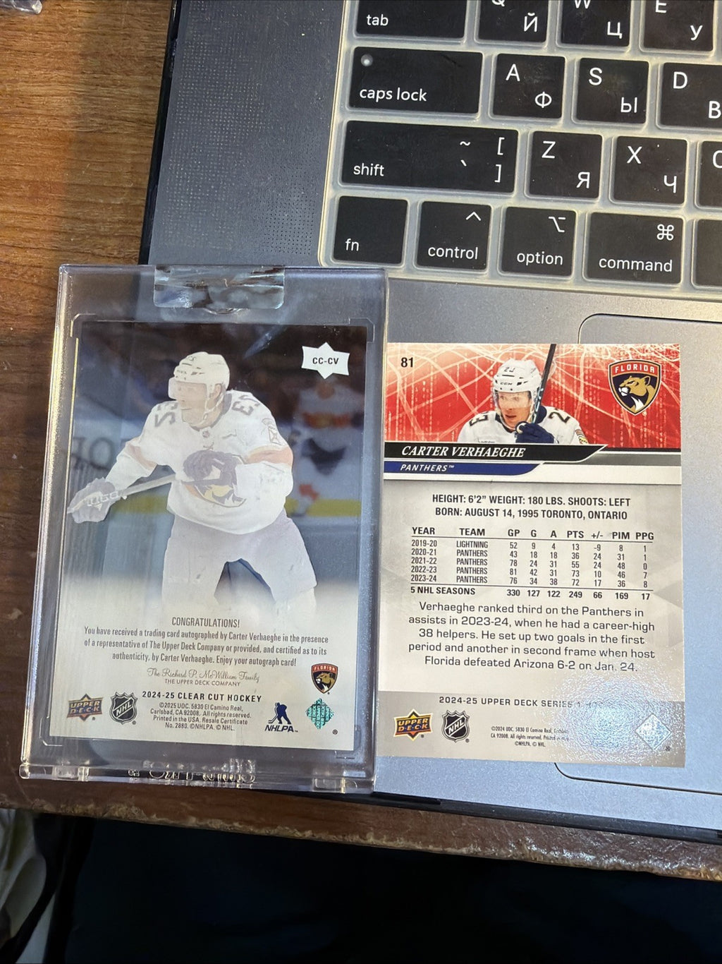 2024-25 Upper Deck Clear Cut - Carter Verhaeghe #CC-CV (AU) W/ FREE BASE CARD1