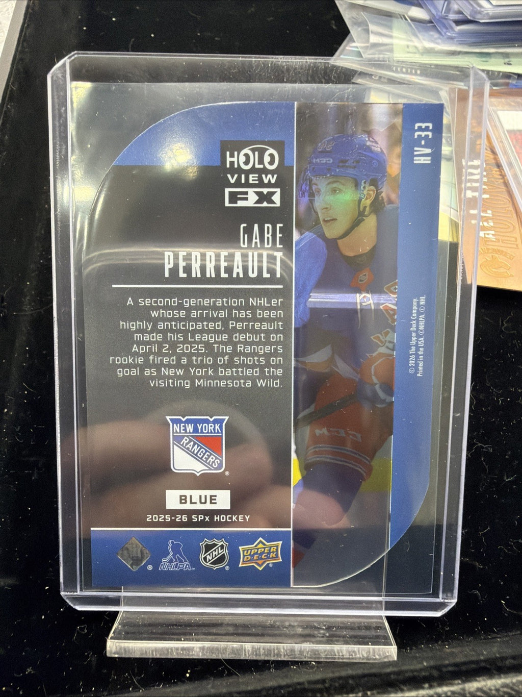 2025-26 SPx Gabe Perreault RC Holoview F/X Blue /399 Color Match! #HV-331