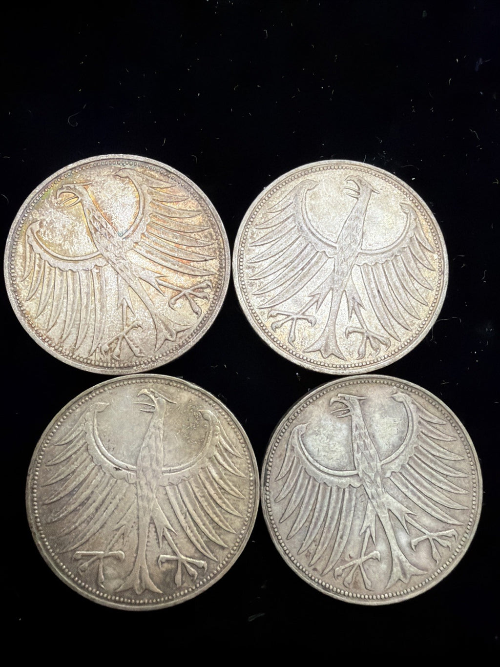 BELOW MELT (4) Silver Germany 5 Deutschemark coins, silver coin lot0