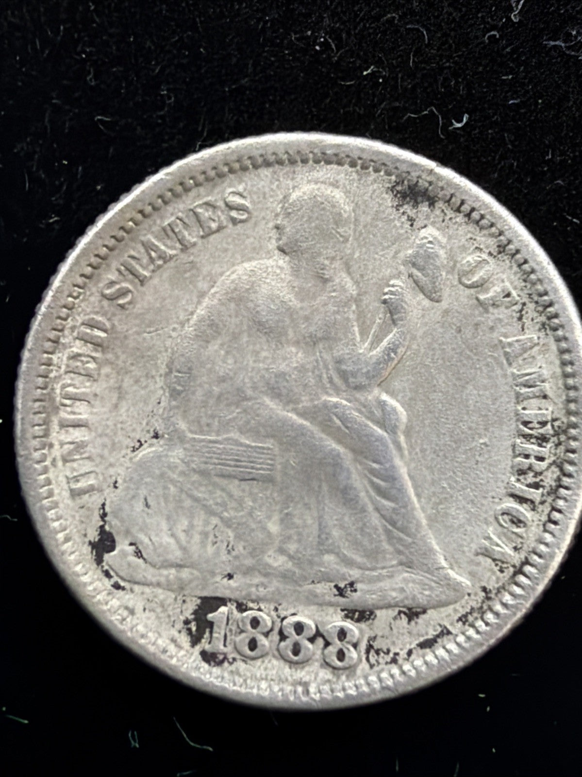 1888 Seated Dime Love Token "BSC" 90 percent silver coin1
