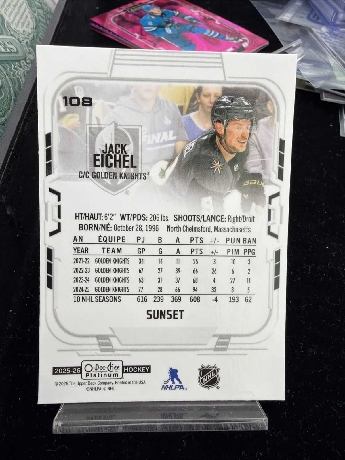 2025-26 O-Pee-Chee Platinum #108 Jack Eichel Sunset1