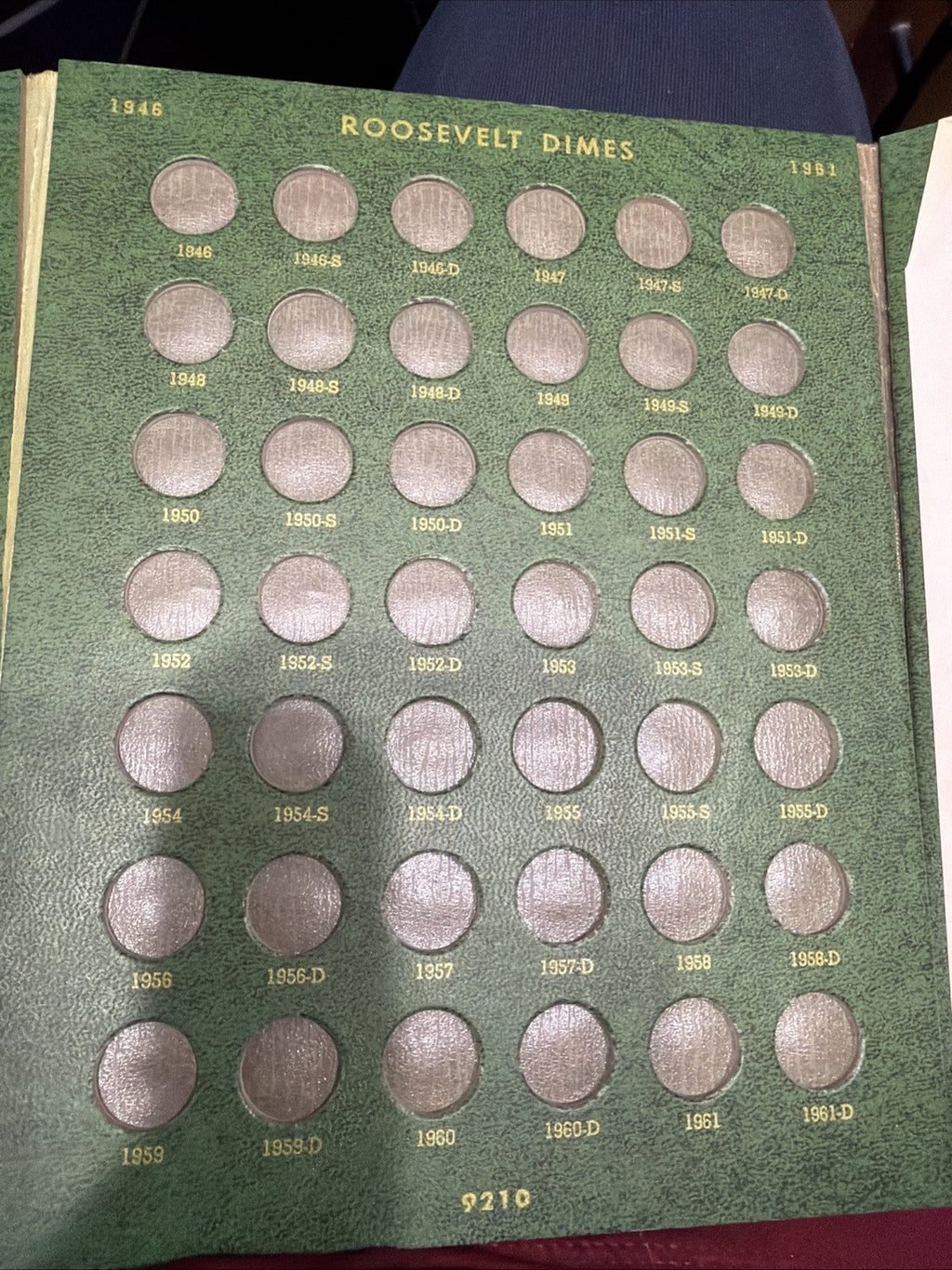 Whitman-Mercury/Roosevelt Dimes Archival Classic Album #9210 Green 010726 62tk2