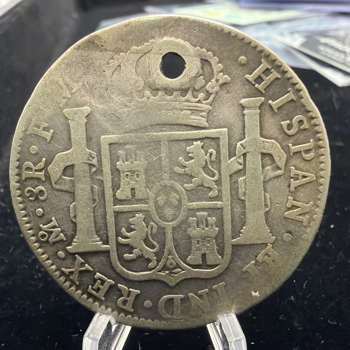 Holed 1798 8 reales 8R - MO Mexico mint Spanish Colonial silver1