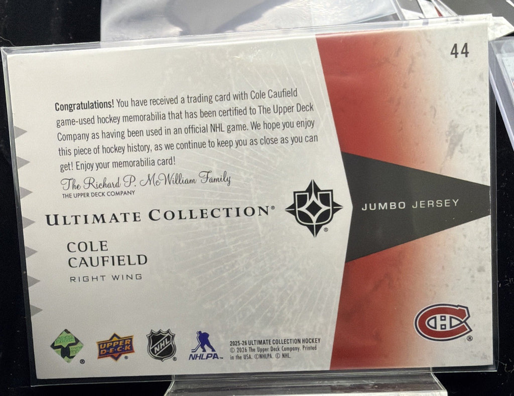 Cole Caufield 2025-26 Upper Deck Ultimate Jumbo Jersey Patch /199 Canadiens #441